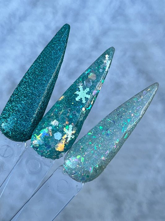 Teal Snowflake Trio
