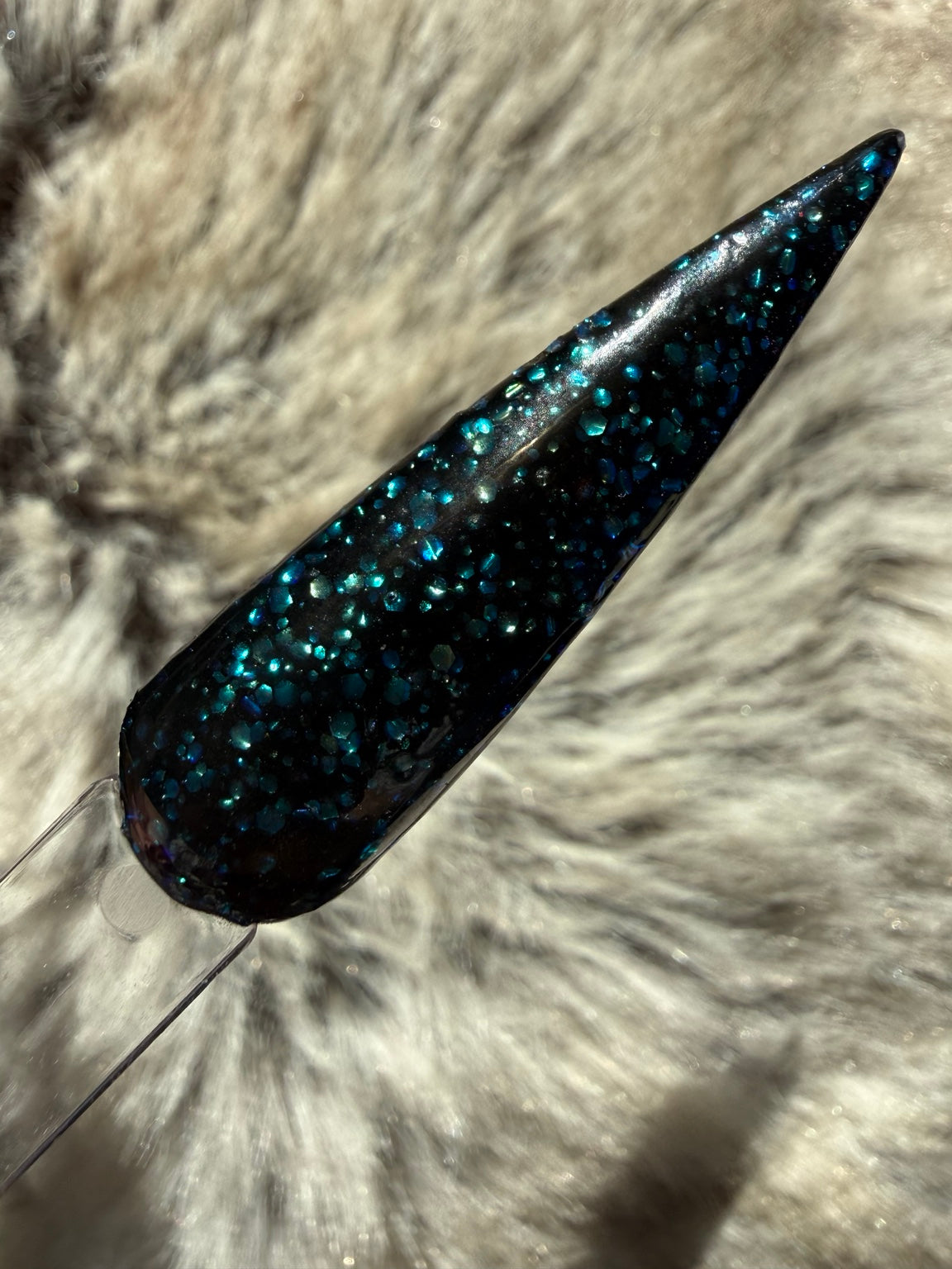 Toxic Trait teal and aqua chunky glitter swatch, alternate angle