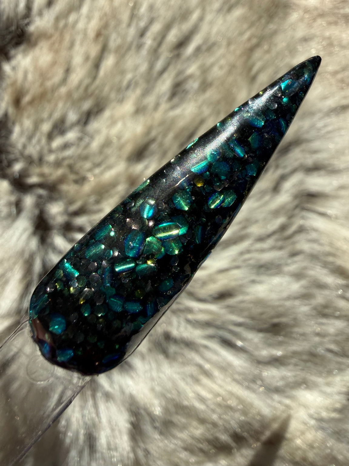 Toxic Trait teal shard glitter swatch