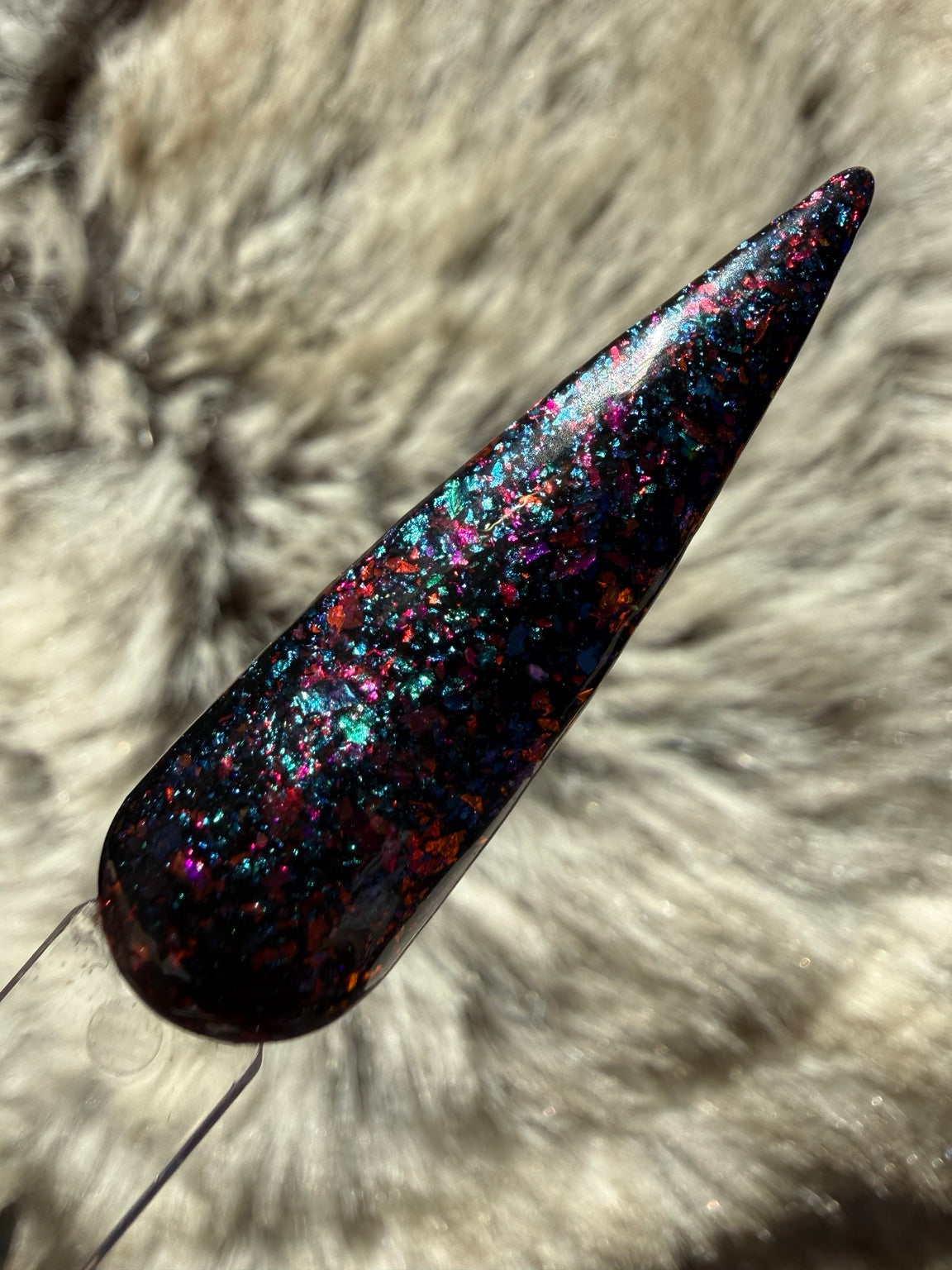 Shady Lady black dip powder with shifting multicolour flakes