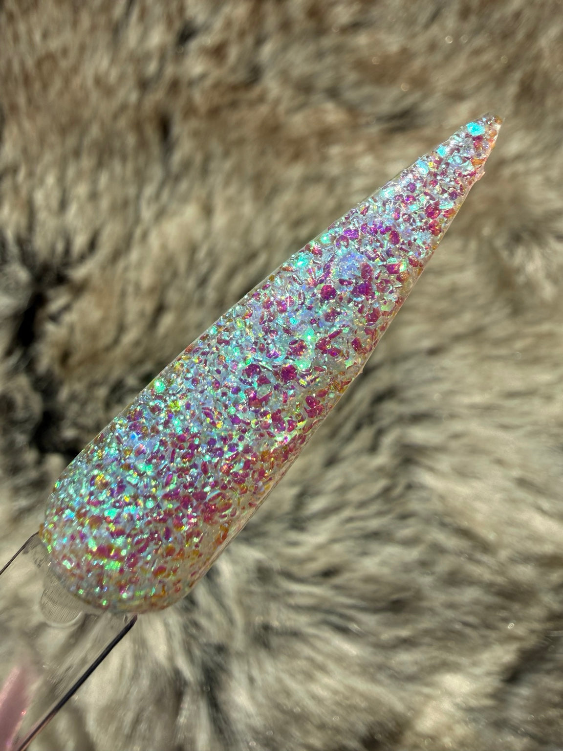 Petty Confetti pink teal and iridescent confetti glitter swatch