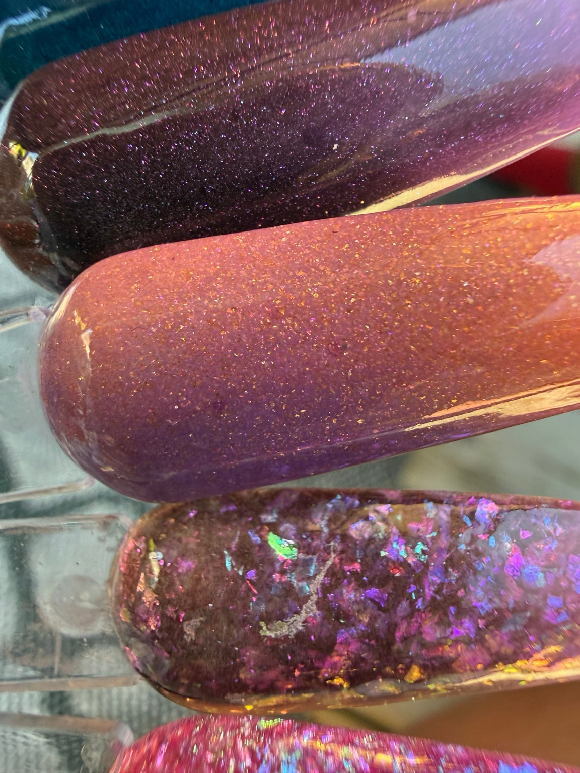 Close-up thermal swatches featuring Worth the Therapy, Unsupervised and Midnight Daydream