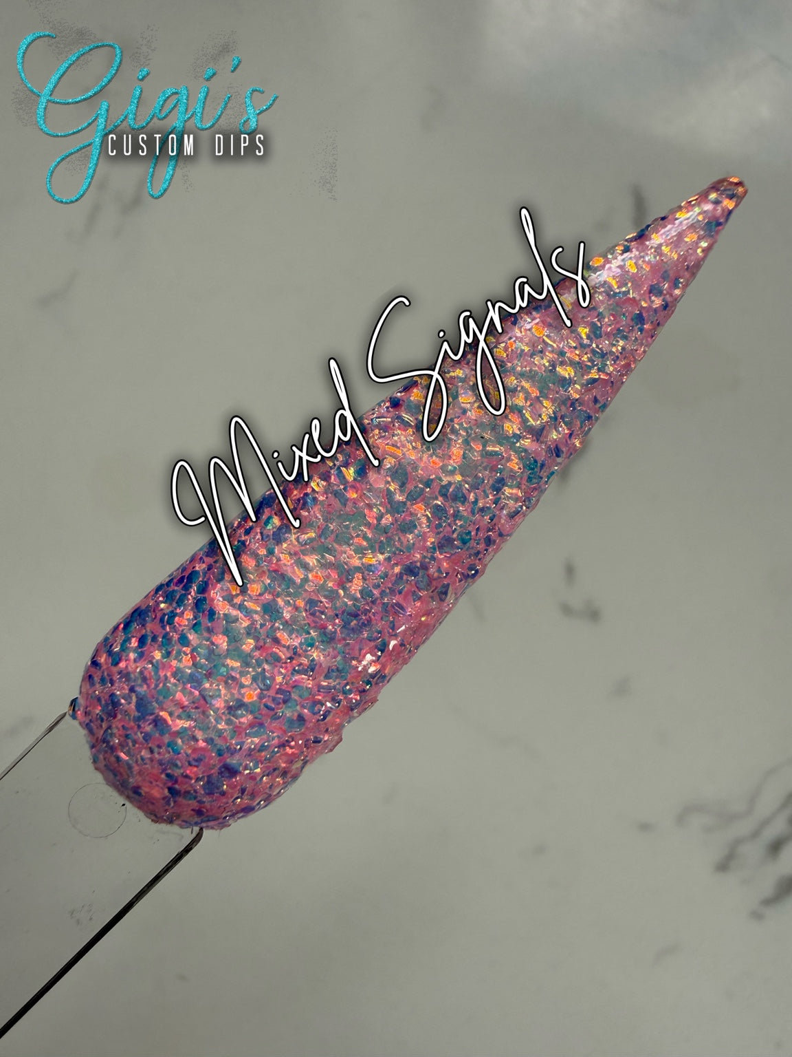 Mixed Signals rhinestone glitter dip powder swatch