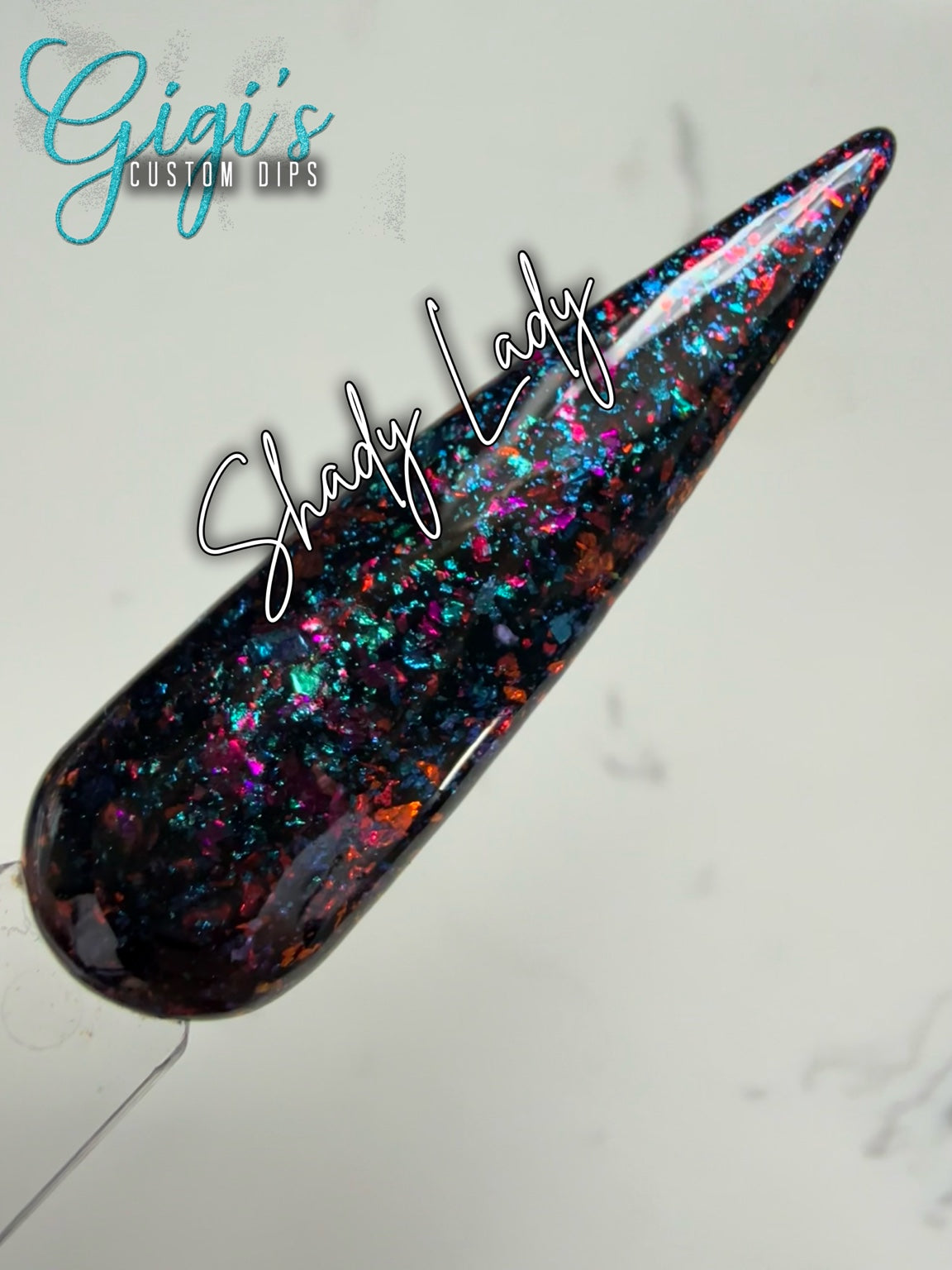 Shady Lady flaky dip powder swatch