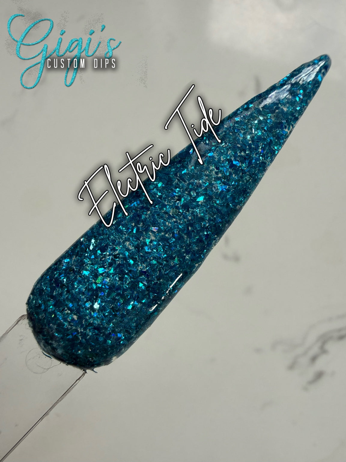 Electric Tide glitter dip powder swatch
