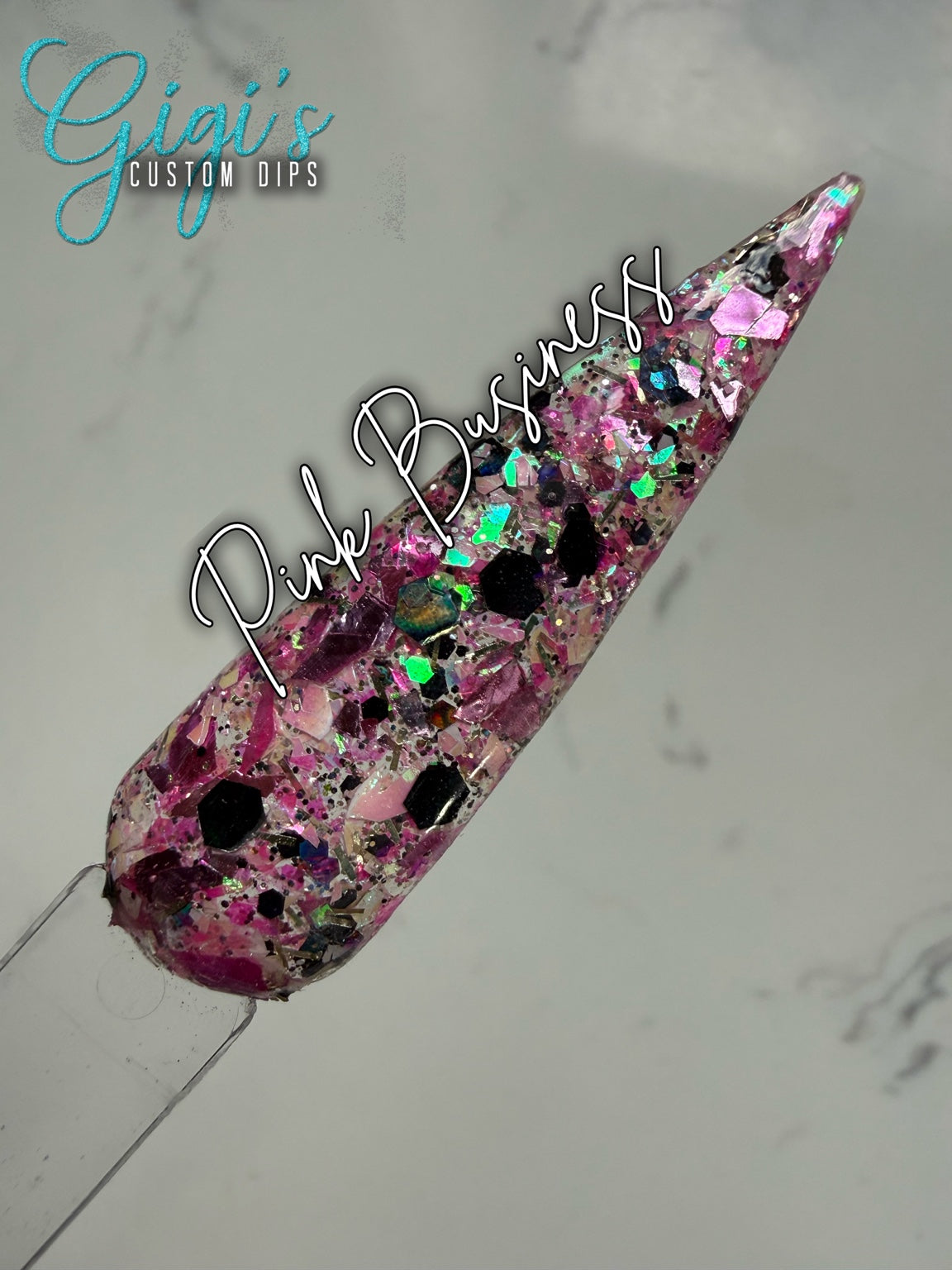 Pretty in Pink glitter dip powder swatch