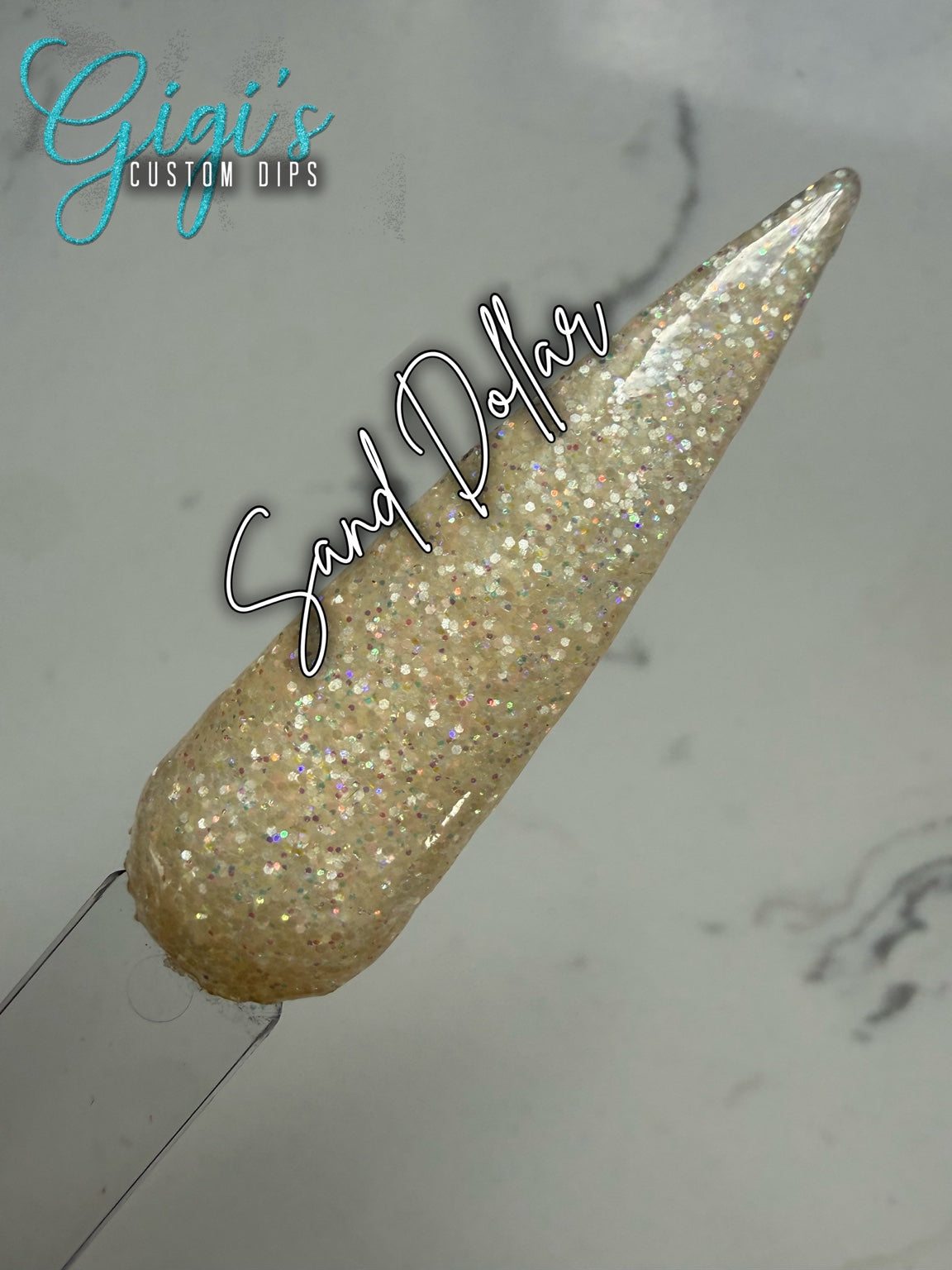 Sand Dollar glitter dip powder swatch