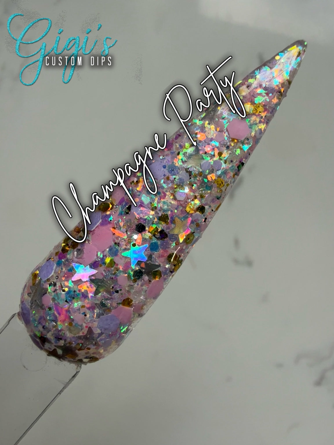 Champagne Party glitter dip powder swatch