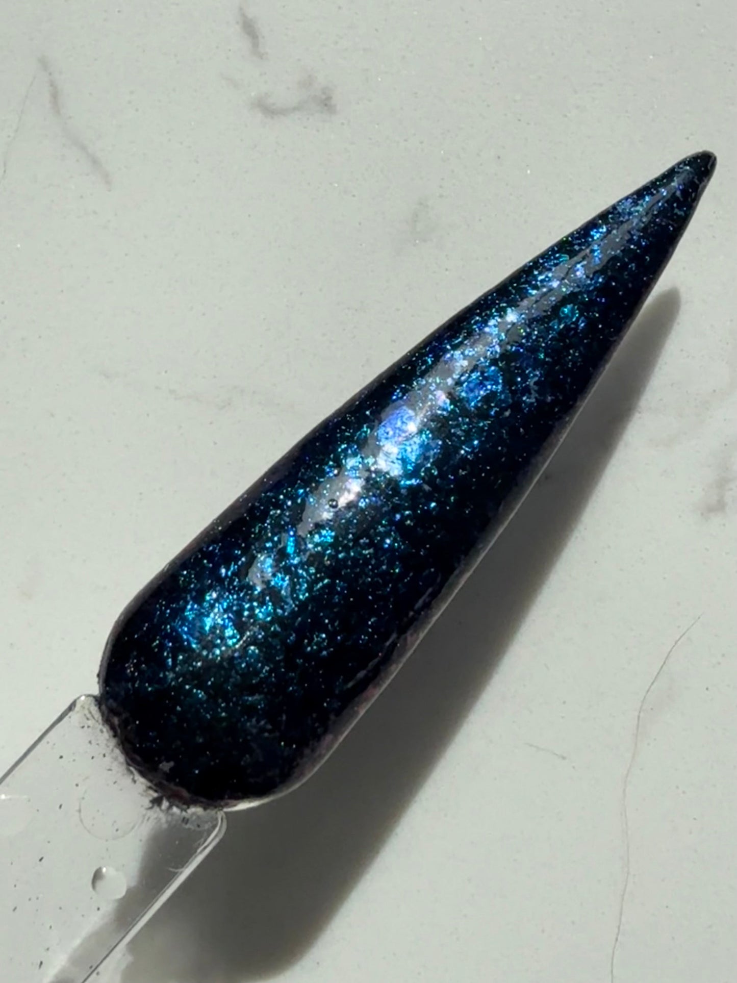 Zero Regrets electric blue teal chameleon flake swatch